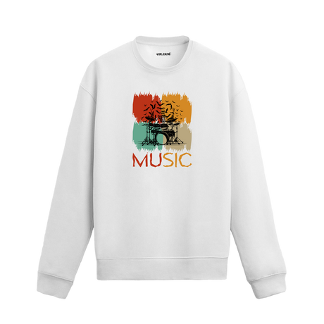 Davul baskılı retro tasarımlı Colermi müzik sweatshirt