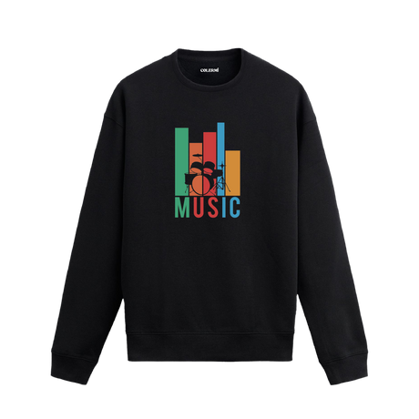 Renkli grafik desenli davul seti baskılı Colermi sweatshirt