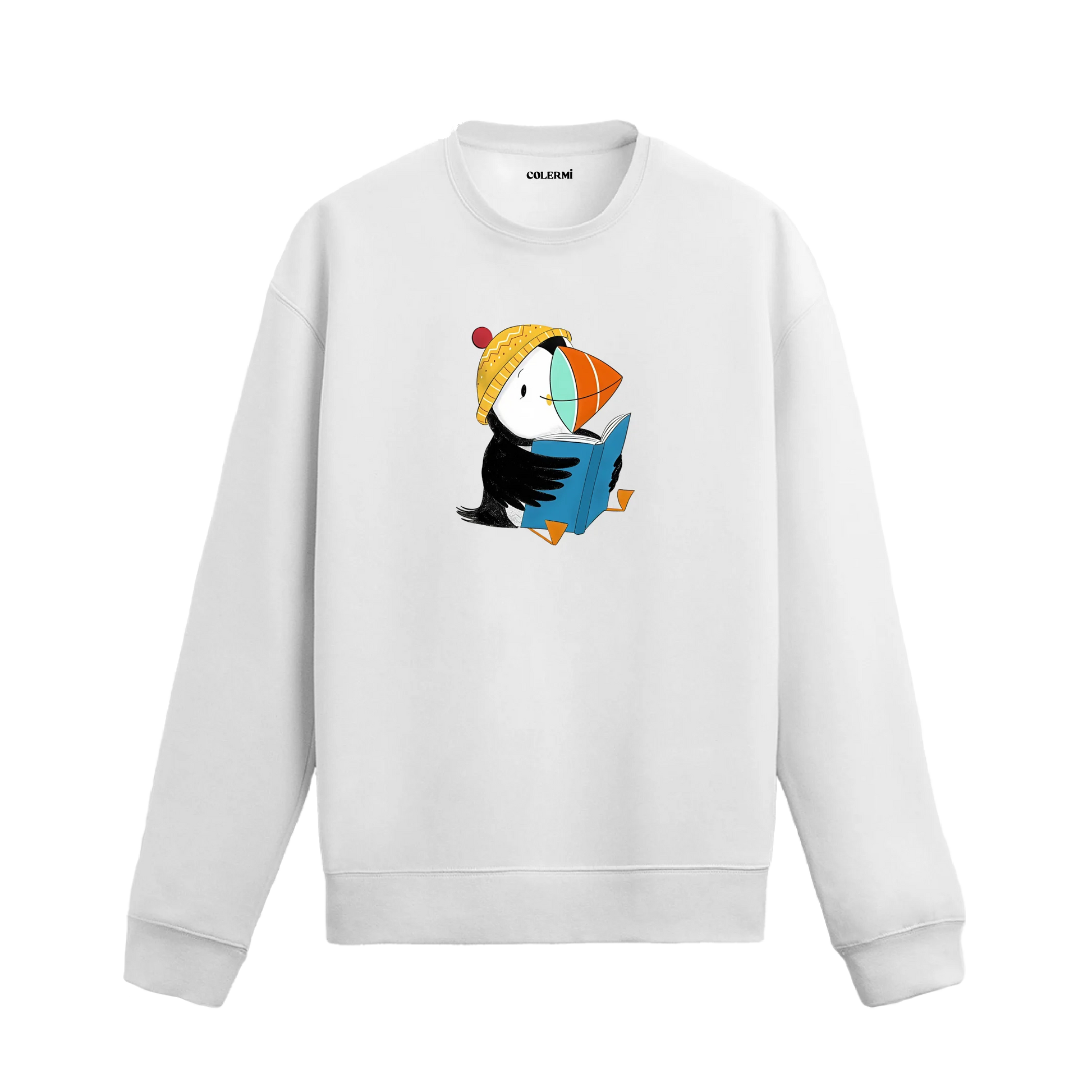 Kitap Okuyan Deniz Papağanı Tasarımlı Sweatshirt görsel 2 | Colermi