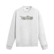 Köpek figürlü Dog Beach sörf kamyonet baskılı sweatshirt tasarımı