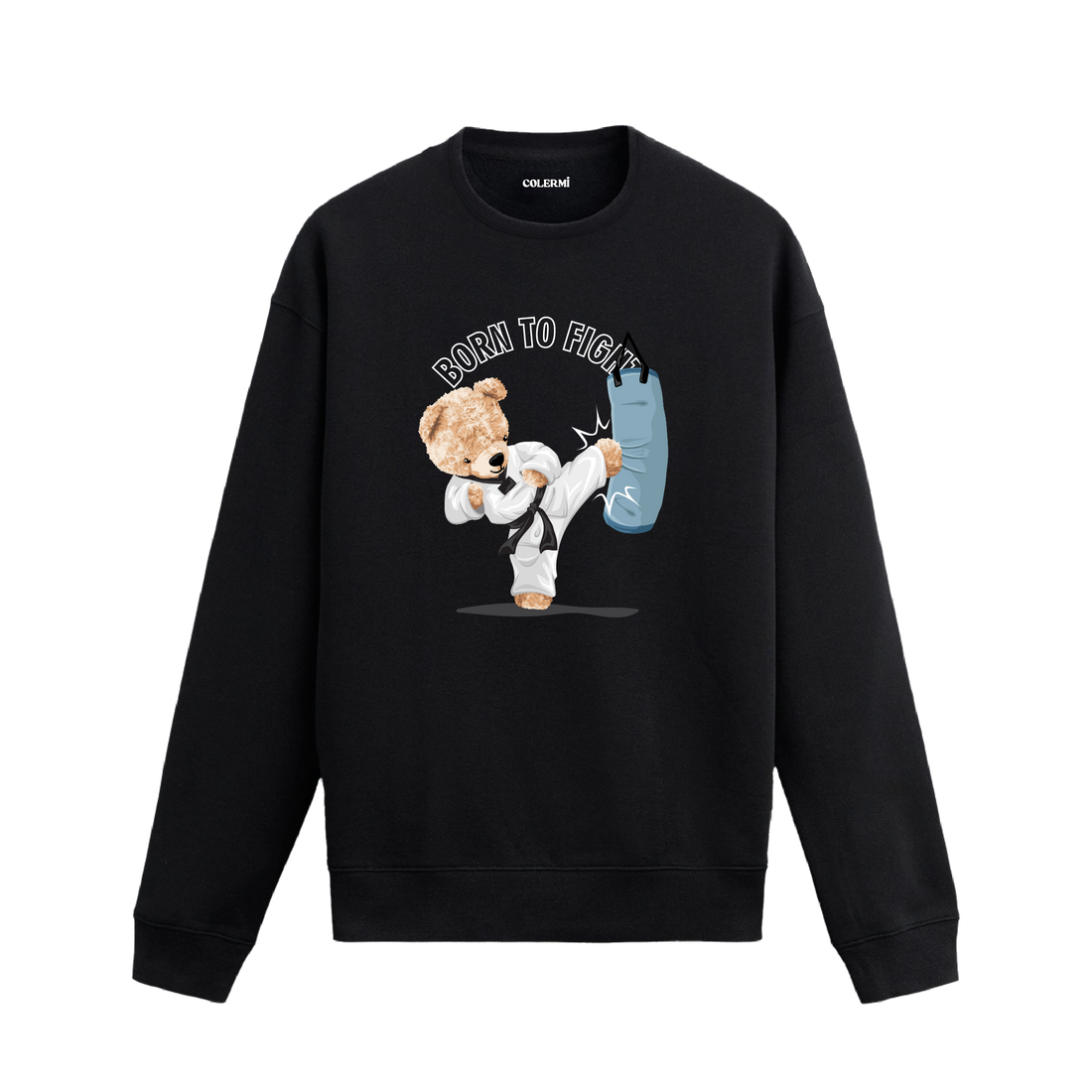Ayıcık Baskılı Sweatshirt - Born to Fight Tasarım