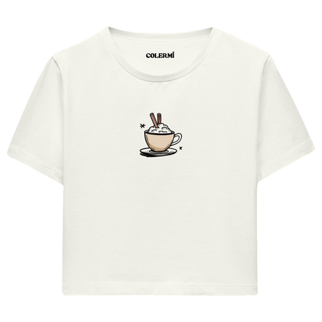 Colermi Kadın Crop Top Tişört - Kahve İllüstrasyonu