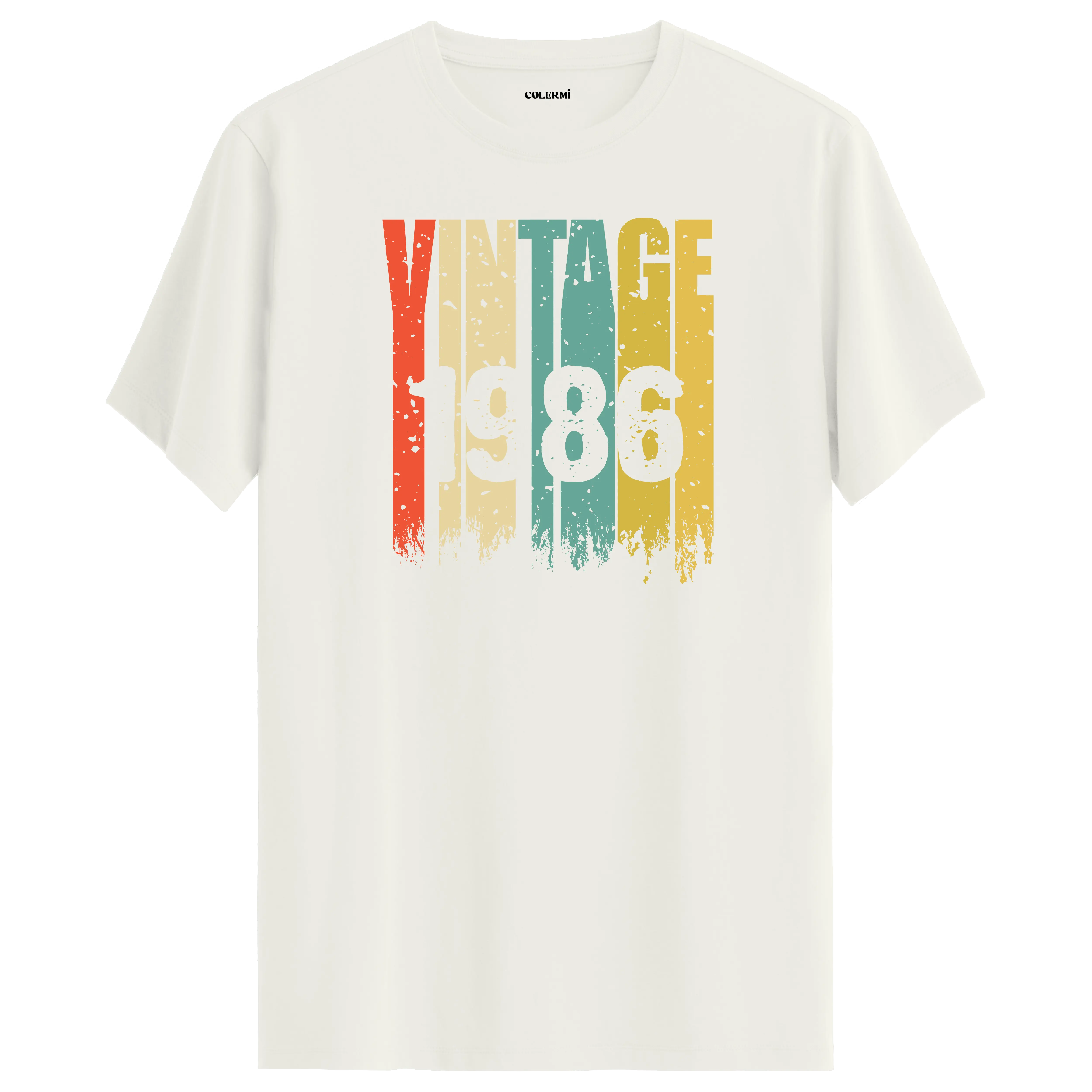 1986 tasarımlı retro vintage t-shirt, nostaljik stil sevenler için unisex model.