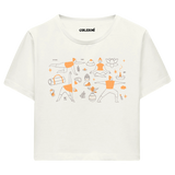 Yoga Crop T-Shirt - Yoga Hayatı İllüstrasyonlu Crop Tişört