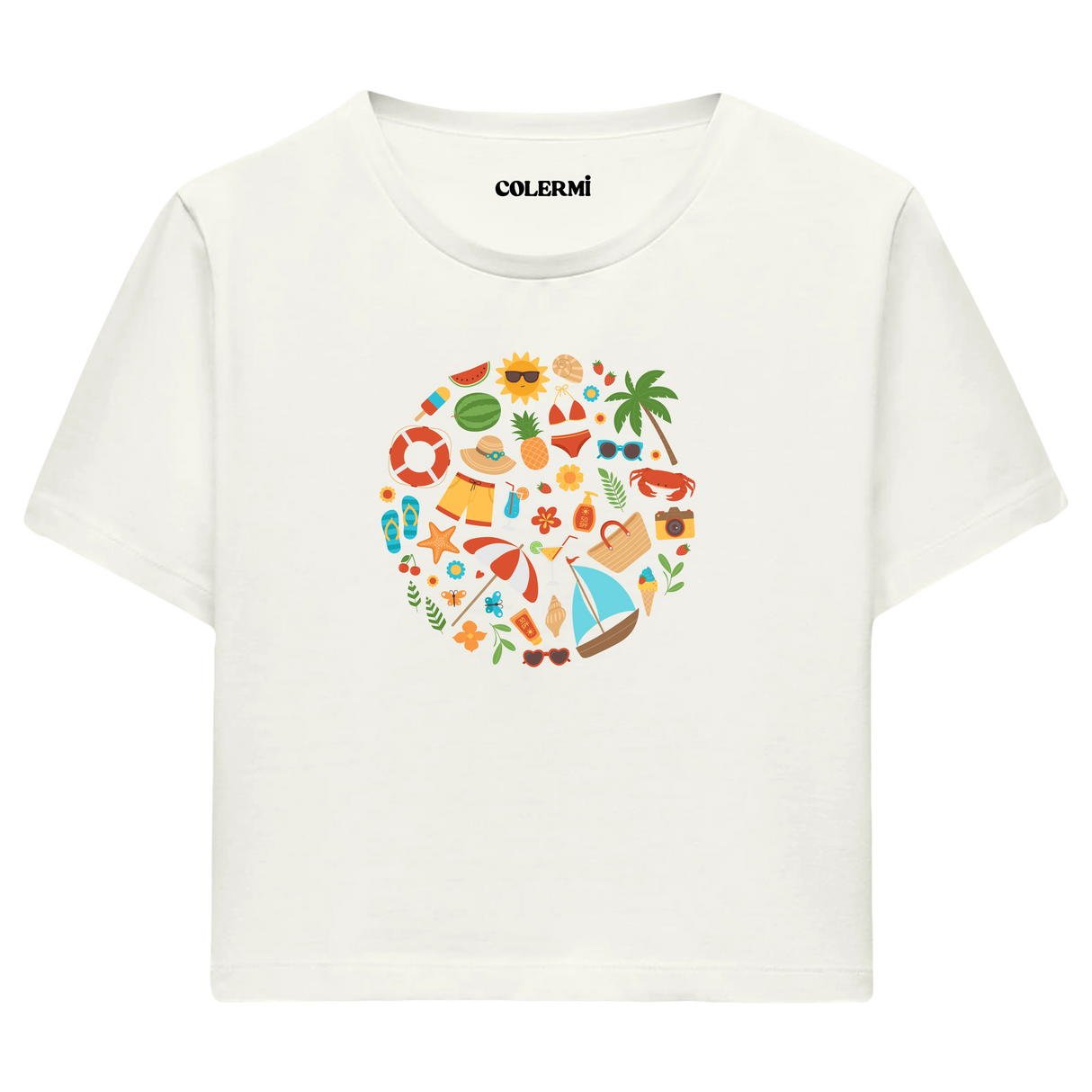 Crop T-Shirt - Neşeli Yaz Tatili