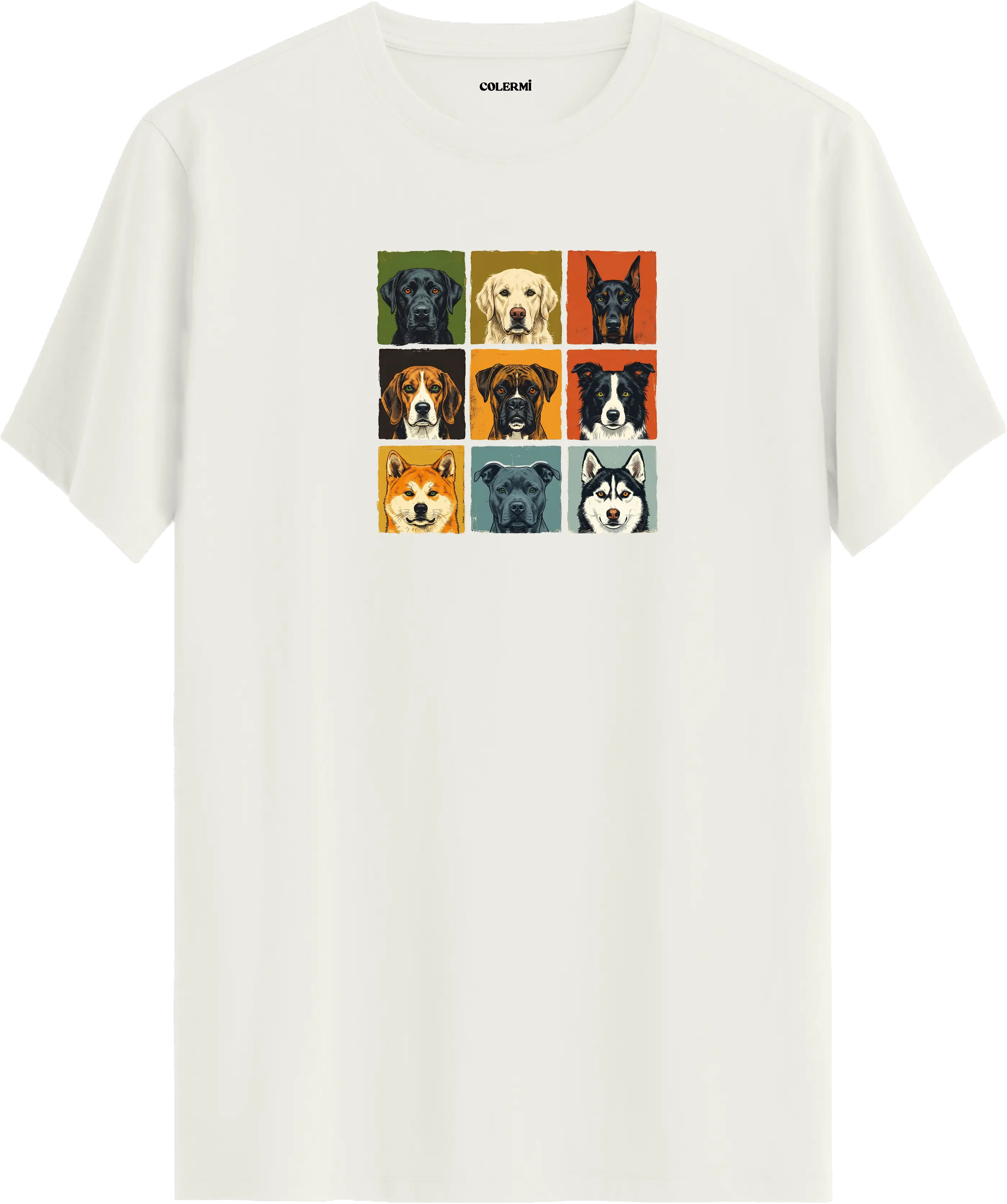 Retro Köpek Kolaj Tasarım Tişört