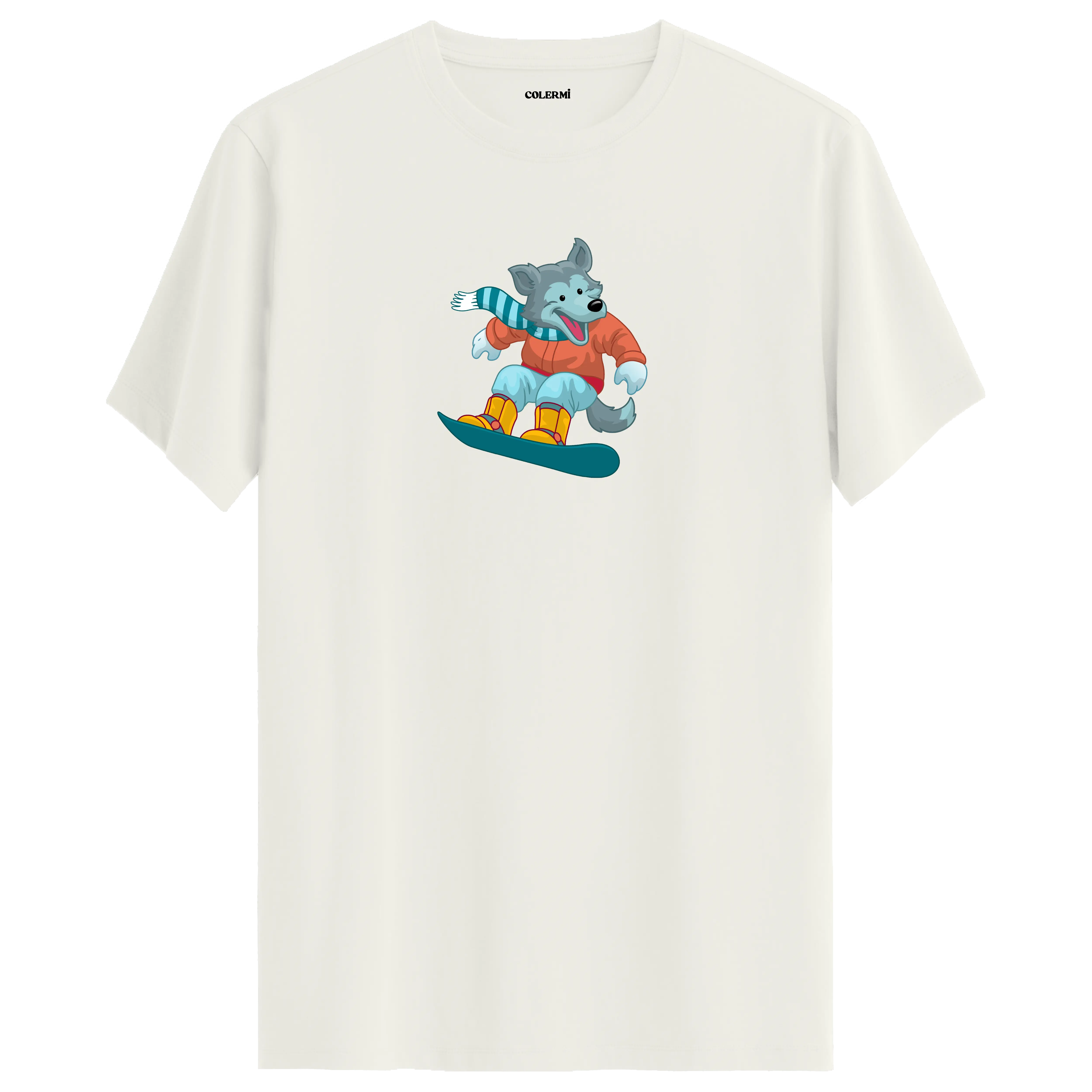 Snowboarding Wolf Crew Neck T-Shirt
