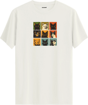 Retro Kedi Kolaj Tasarım Tişört