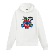 İçecek tutan elma karakter tasarım baskılı hoodie – eğlenceli ve enerjik görünüm