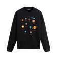 Güneş Sistemi gezegenleri ve isimleriyle tasarlanmış siyah sweatshirt, Colermi