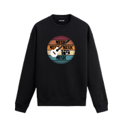 Retro gitar ve kasetçalar baskılı Colermi sweatshirt