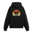 Retro günbatımı dairesinde güneş gözlüklü pitbull baskılı siyah hoodie