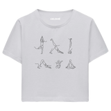 Yoga Crop T-Shirt - Minimal Çizgi Sanatı Yoga Pozları