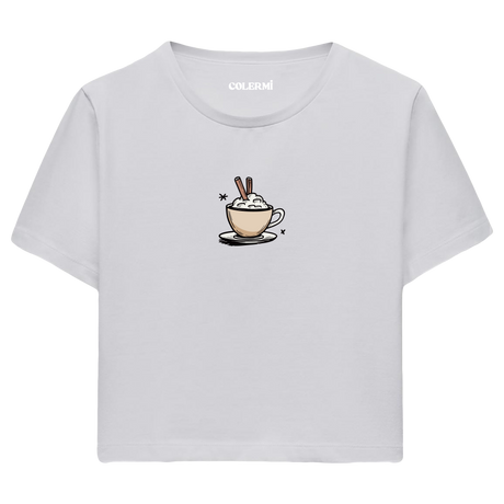 Colermi Kadın Crop Top Tişört - Kahve İllüstrasyonu