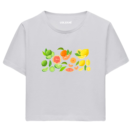Colermi Kadın Crop Top T-Shirt - Narenciye Deseni