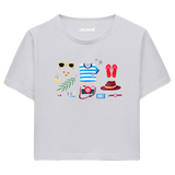 Colermi - Yaz Tatili Temalı Kadın Crop T-Shirt