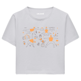 Yoga Crop T-Shirt - Yoga Hayatı İllüstrasyonlu Crop Tişört