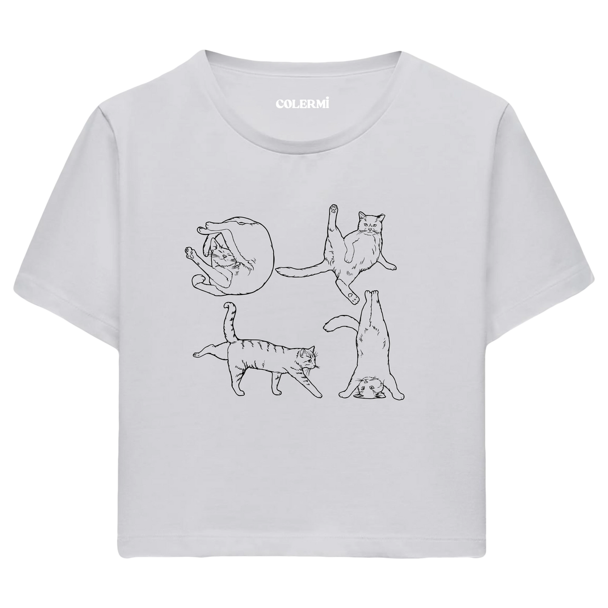 Yoga Crop T-Shirt - Tatlı Kedinin Yoga Pozu