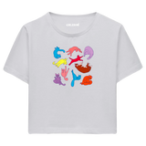 Yoga Crop T-Shirt - Renkli Kedilerin Yoga Pozları
