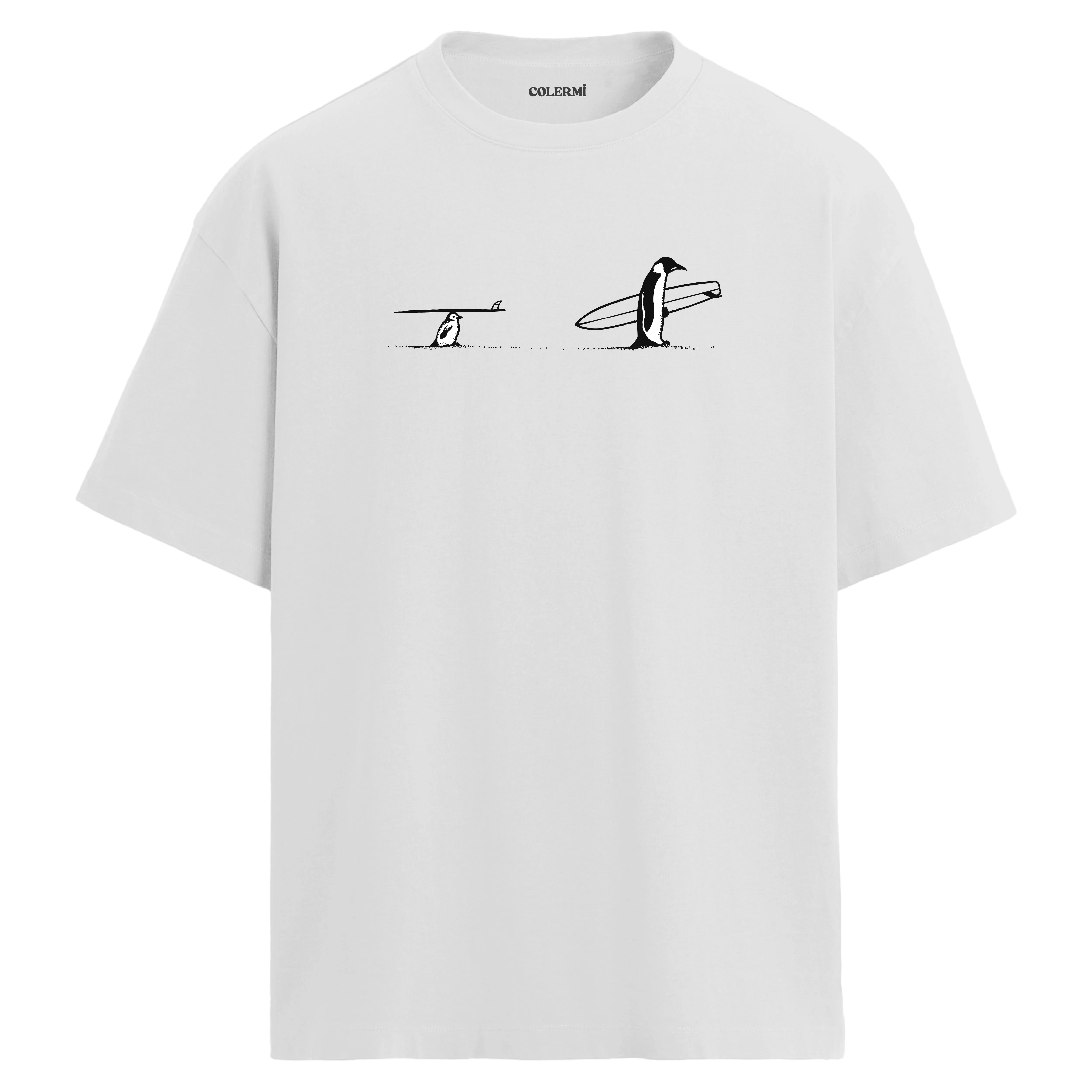 Sörf Zamanı Penguenler Oversize T-Shirt