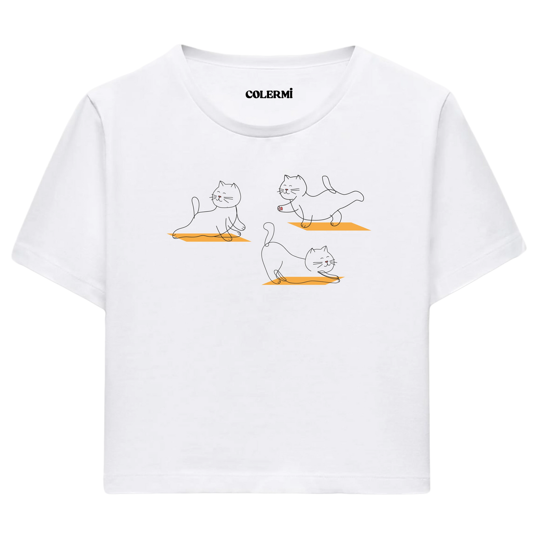 Yoga Crop T-Shirt - Sevimli Kedinin Yoga Zamanı