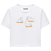Yoga Crop T-Shirt - Sevimli Kedinin Yoga Zamanı