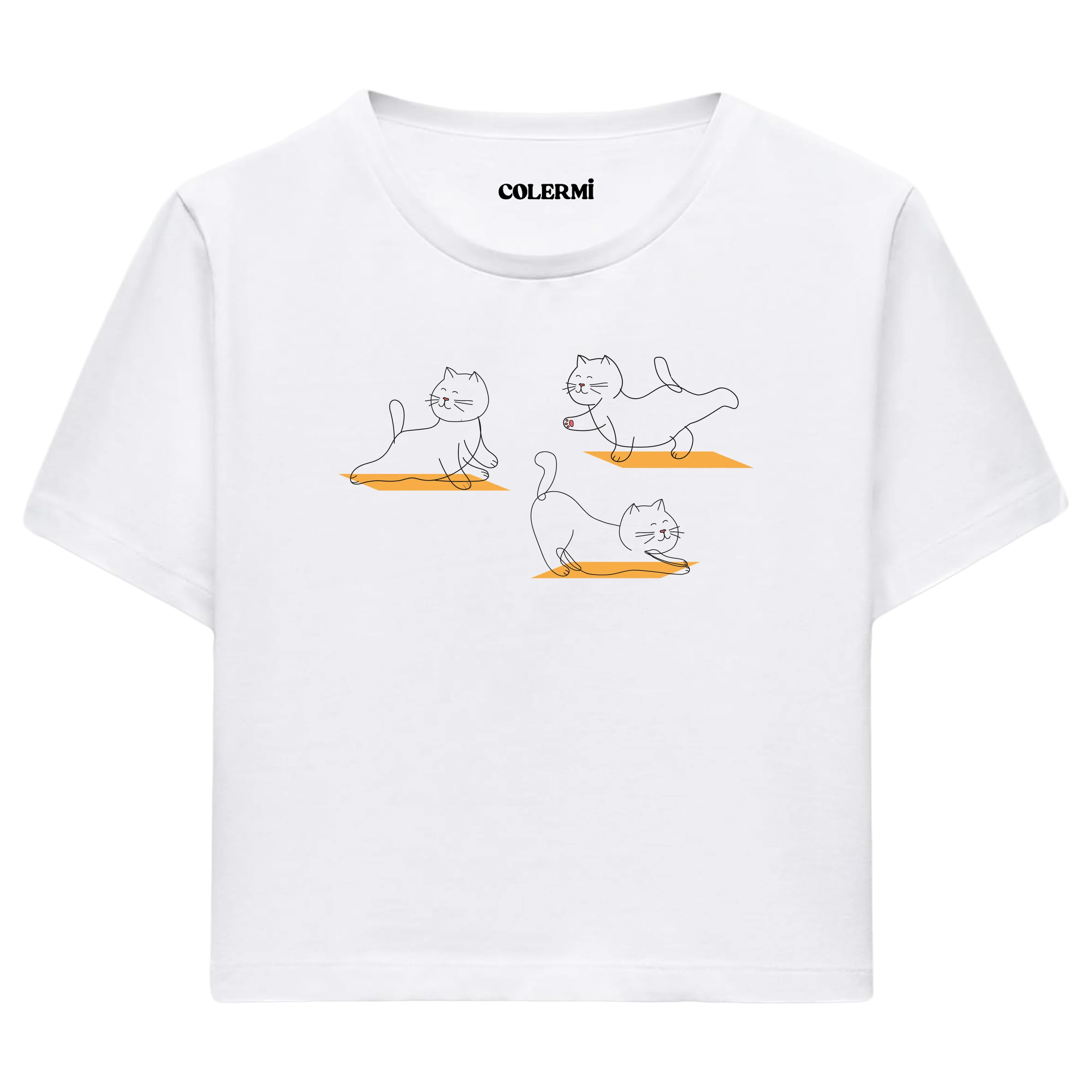 Yoga Crop T-Shirt - Sevimli Kedinin Yoga Zamanı