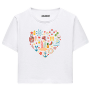 Crop T-Shirt - Yaz Tatili Kalbi