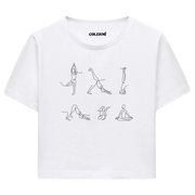 Yoga Crop T-Shirt - Minimal Çizgi Sanatı Yoga Pozları