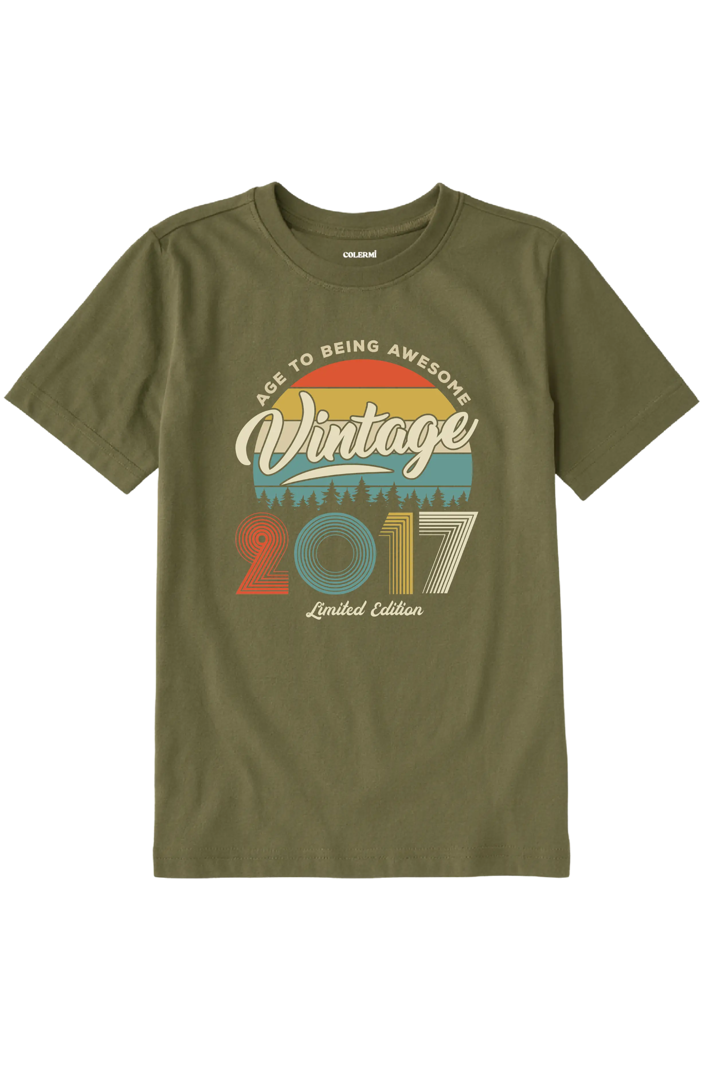 Vintage Çocuk Tişört – 2017 Doğum Tarihli Tasarım görsel 6 | Colermi