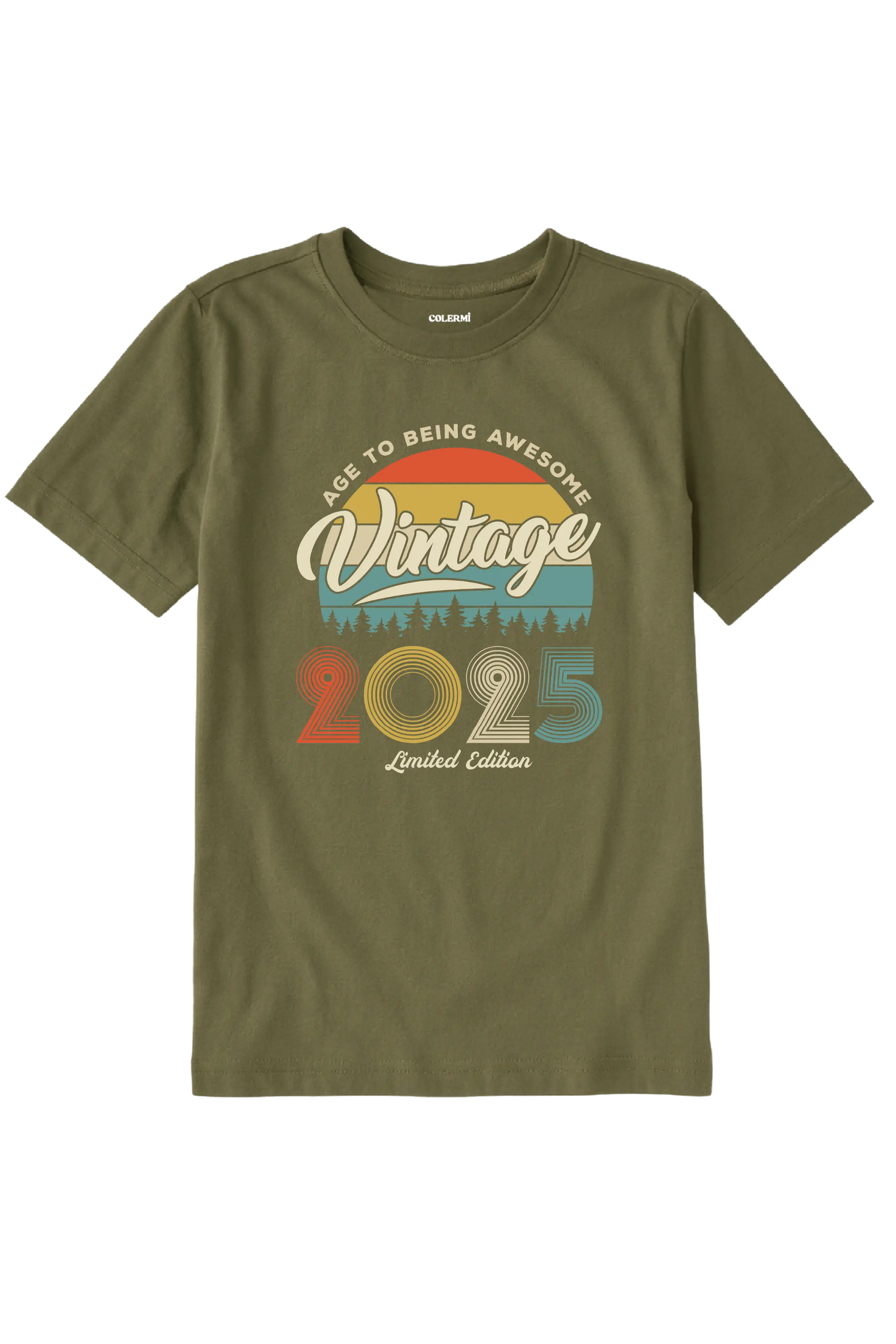 Vintage Çocuk Tişört – 2025 Doğum Tarihli Nostalji Tasarım görsel 5 | Colermi