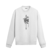 Kalem ucunda ağaç ev, kuş ve ip detaylı Colermi sweatshirt.