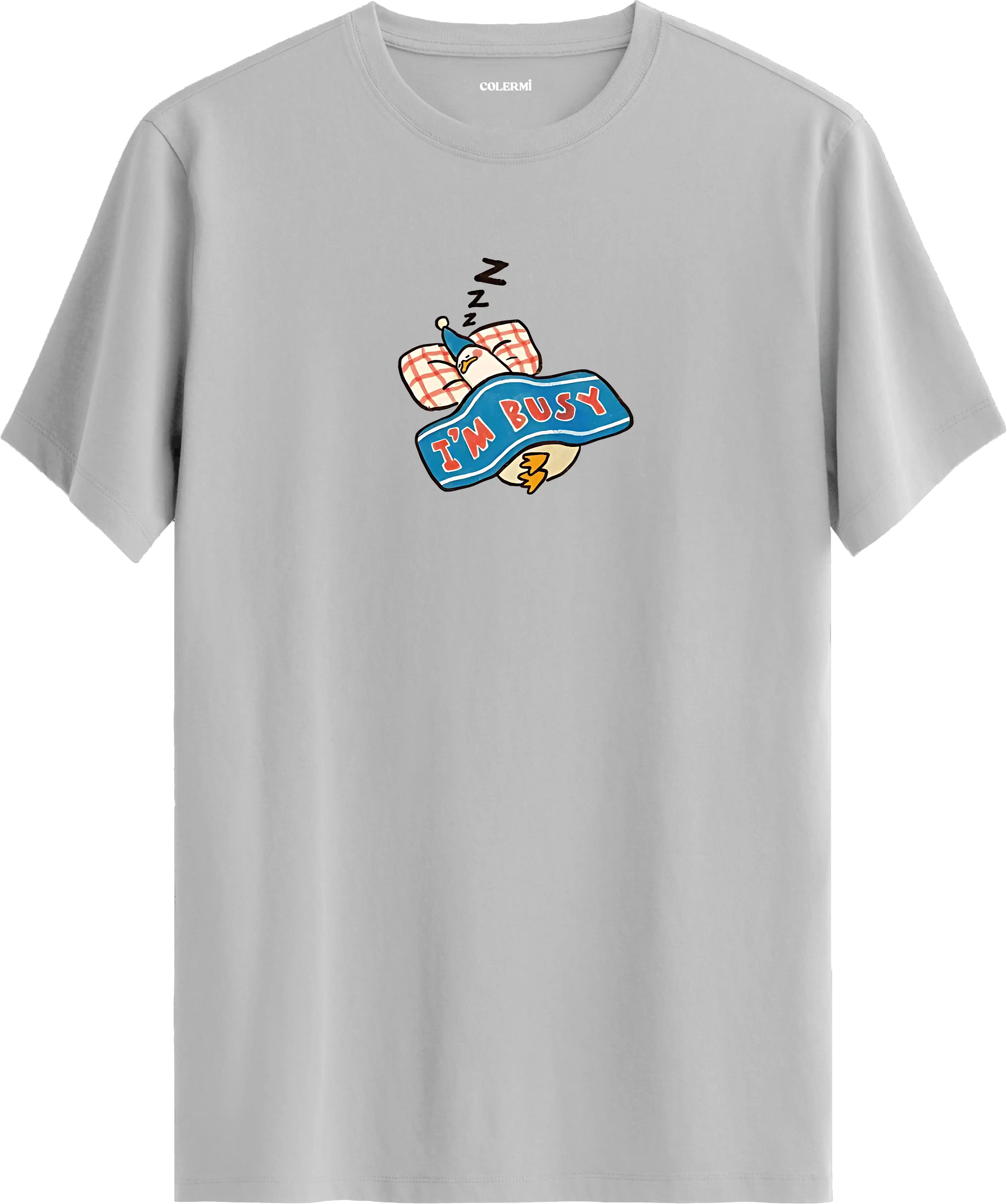 Im busy yazılı tişört uyuyan karakter baskılı eğlenceli tasarım