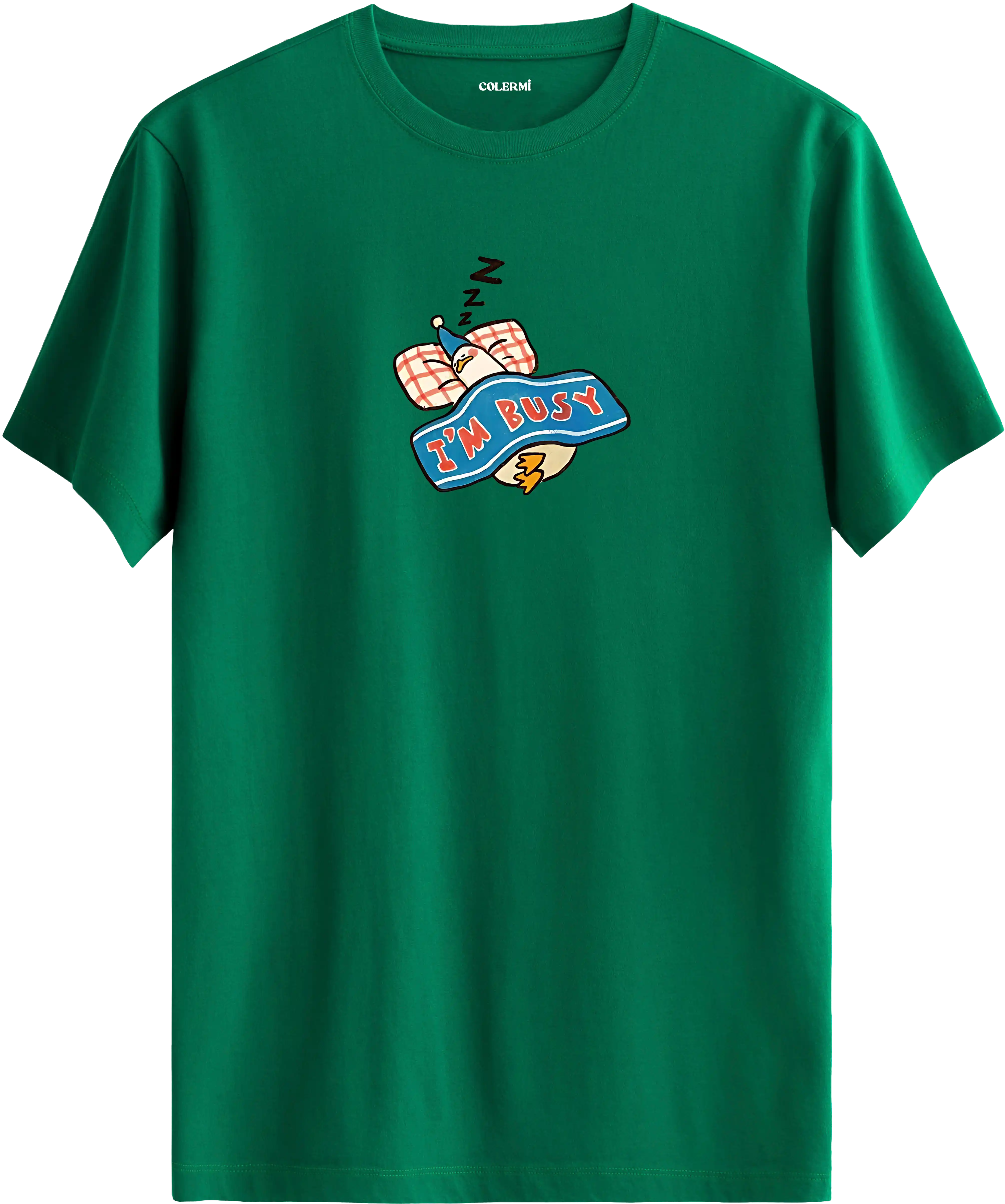 Im busy yazılı tişört uyuyan karakter baskılı eğlenceli tasarım