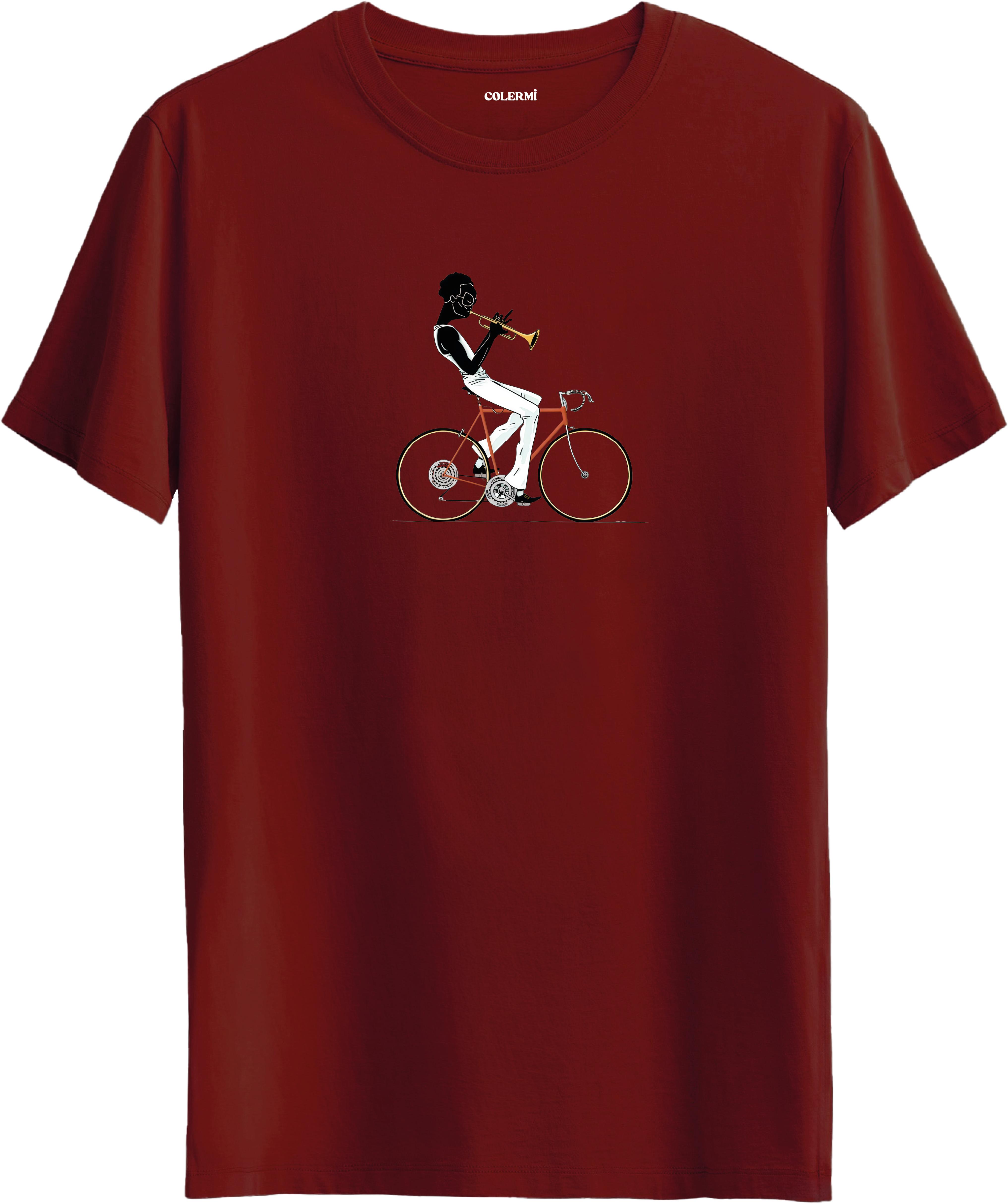 Jazz Cyclist Tişört – Trompetli Bisiklet Tasarımı detay | Colermi