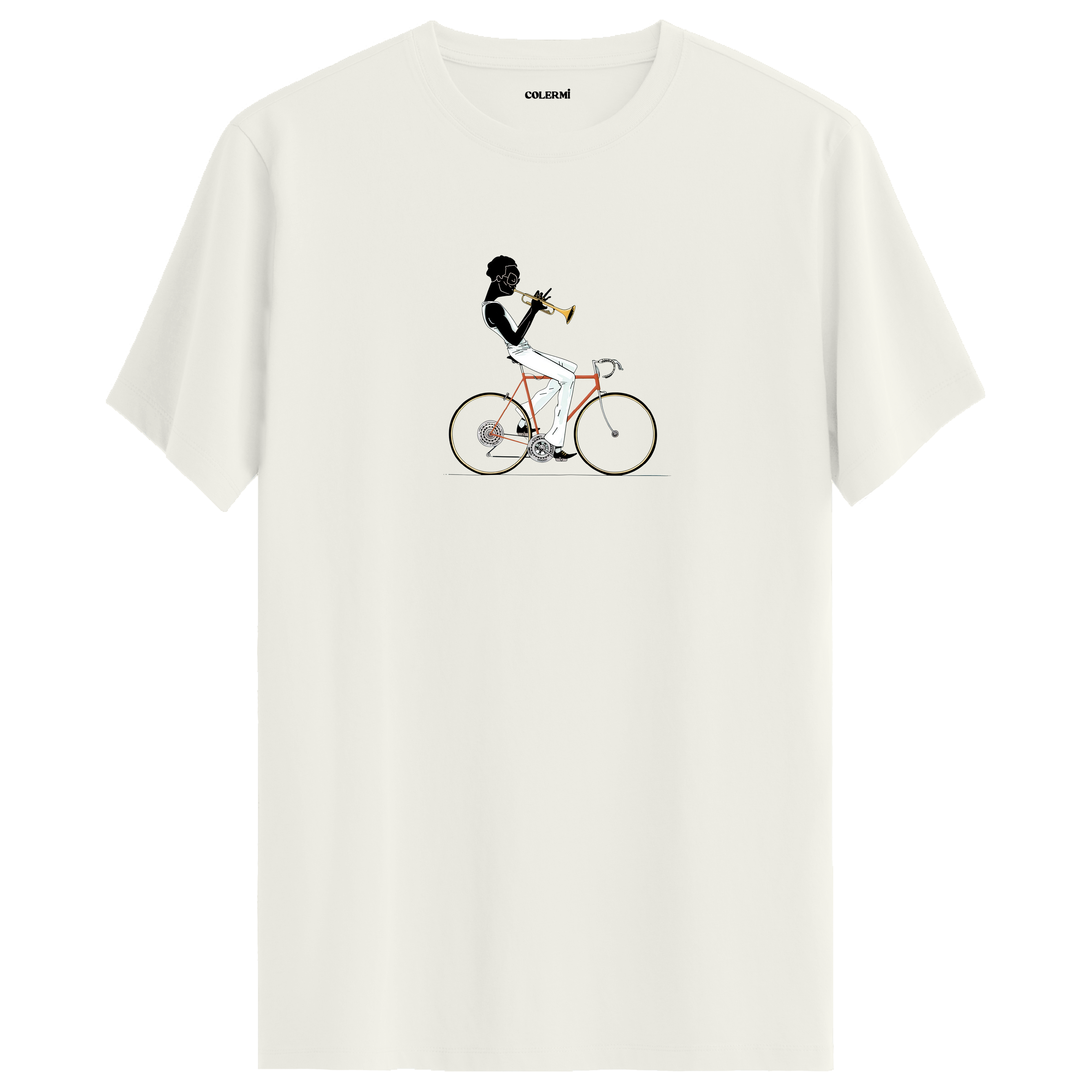 Jazz Cyclist Tişört – Trompetli Bisiklet Tasarımı | Colermi