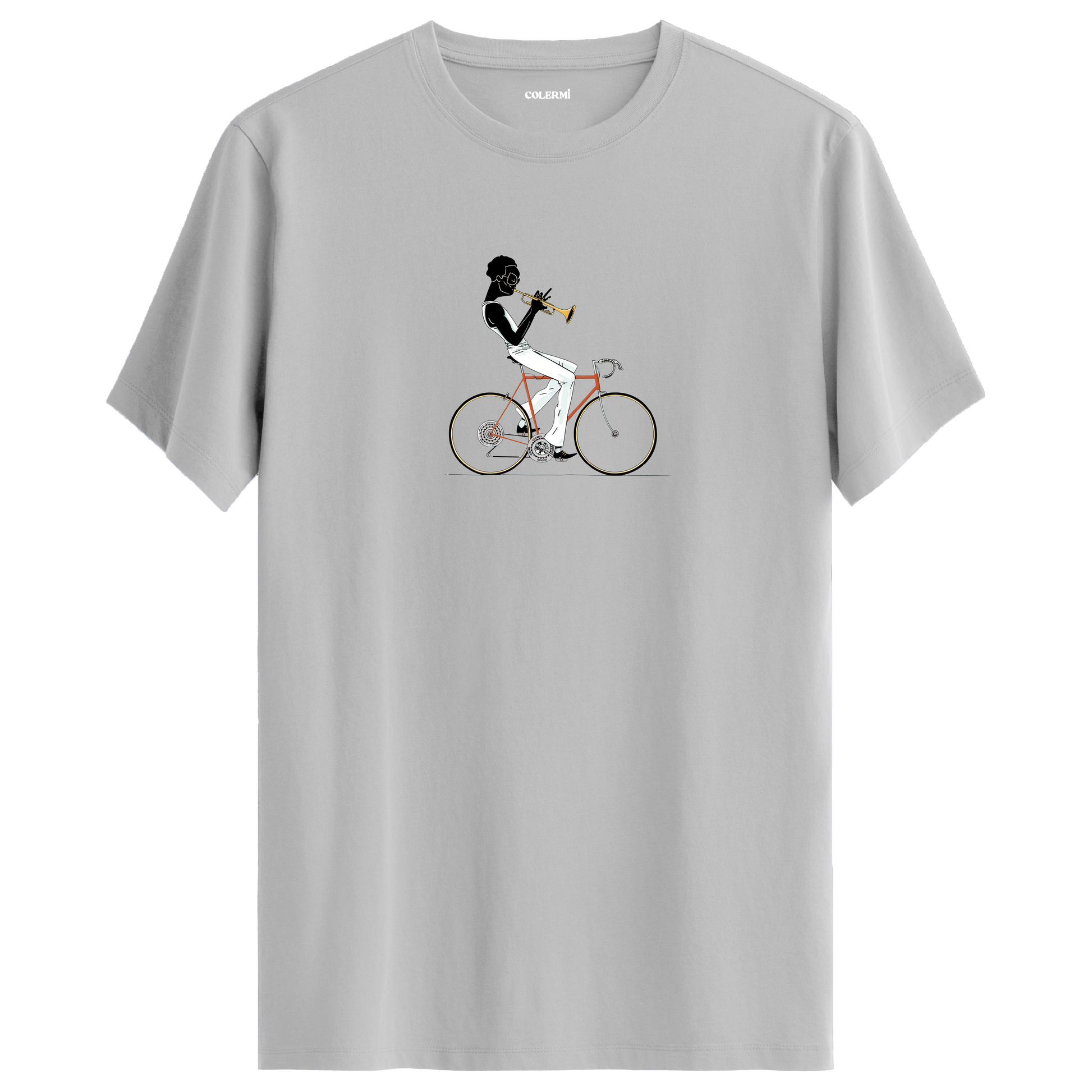 Jazz Cyclist Tişört – Trompetli Bisiklet Tasarımı görsel 7 | Colermi