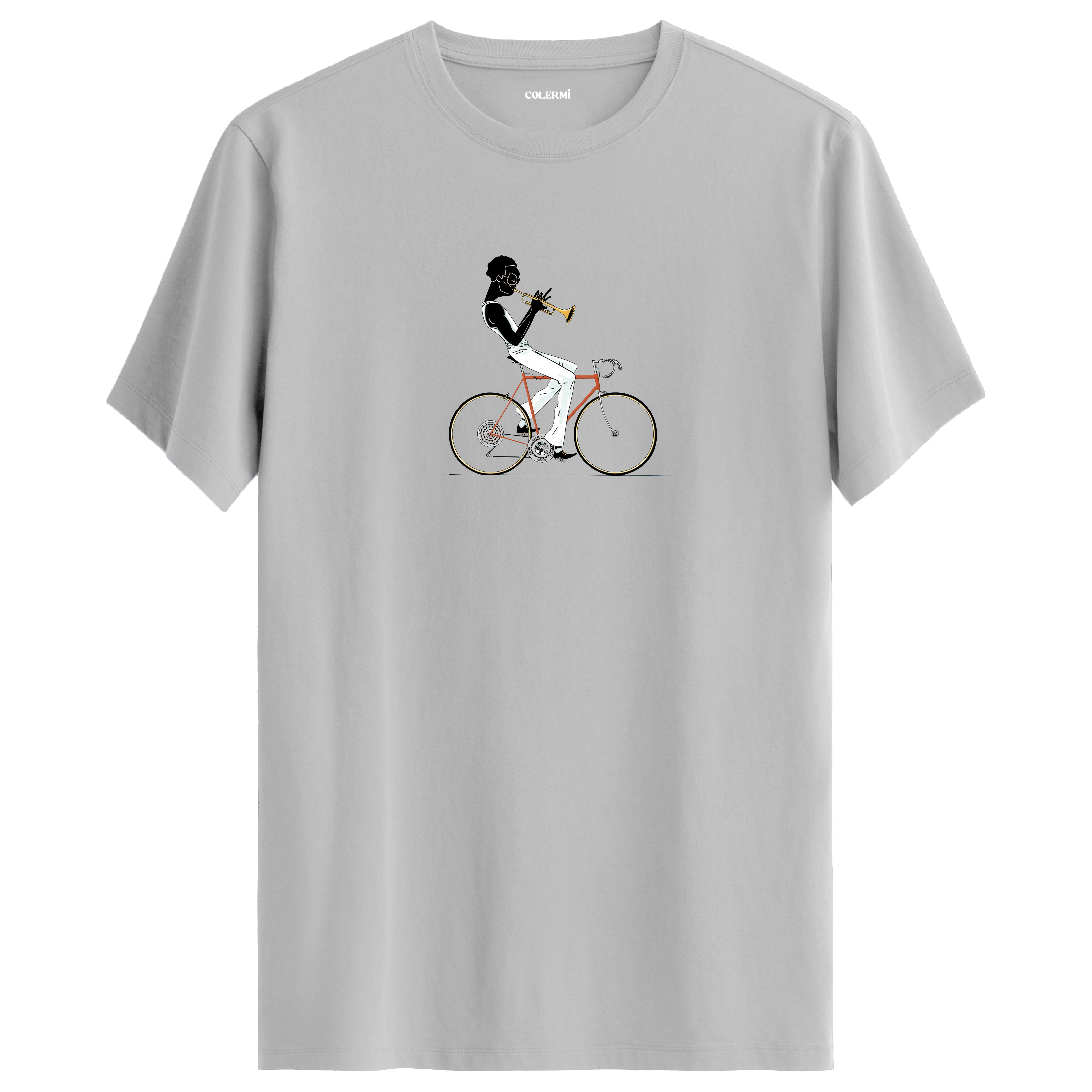 Jazz Cyclist Tişört – Trompetli Bisiklet Tasarımı görsel 7 | Colermi