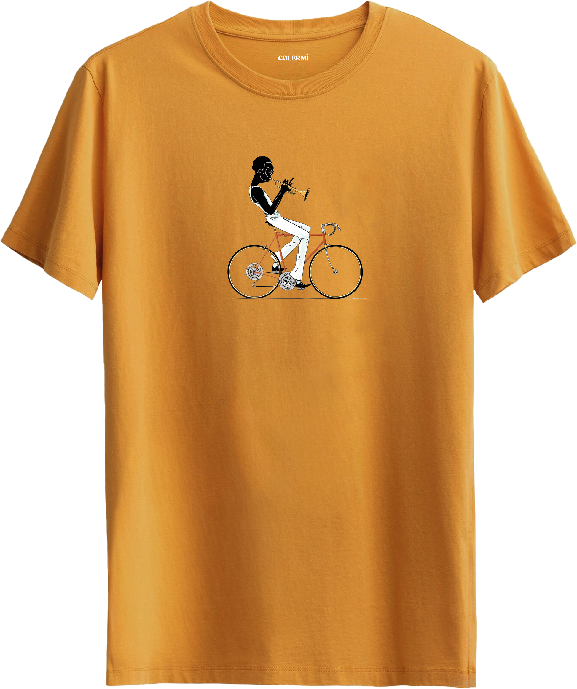 Jazz Cyclist Tişört – Trompetli Bisiklet Tasarımı görsel 3 | Colermi