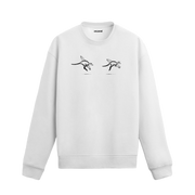 Sörf tahtası taşıyan kangurular ve yavru kangurulu sahneye sahip Colermi sweatshirt.