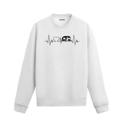 Kalp sembolü ve karavan figürüyle EKG çizgisine entegre edilmiş Colermi sweatshirt.