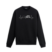 Kalp sembolü ve karavan figürüyle EKG çizgisine entegre edilmiş Colermi sweatshirt.