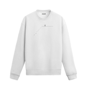 Minimalist çizgide yürüyen insan figürü ve kaybolan izler ile tasarlanmış sweatshirt deseni.
