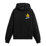 Kaykay süren peynir baskılı hoodie – eğlenceli ve mizahi tasarım