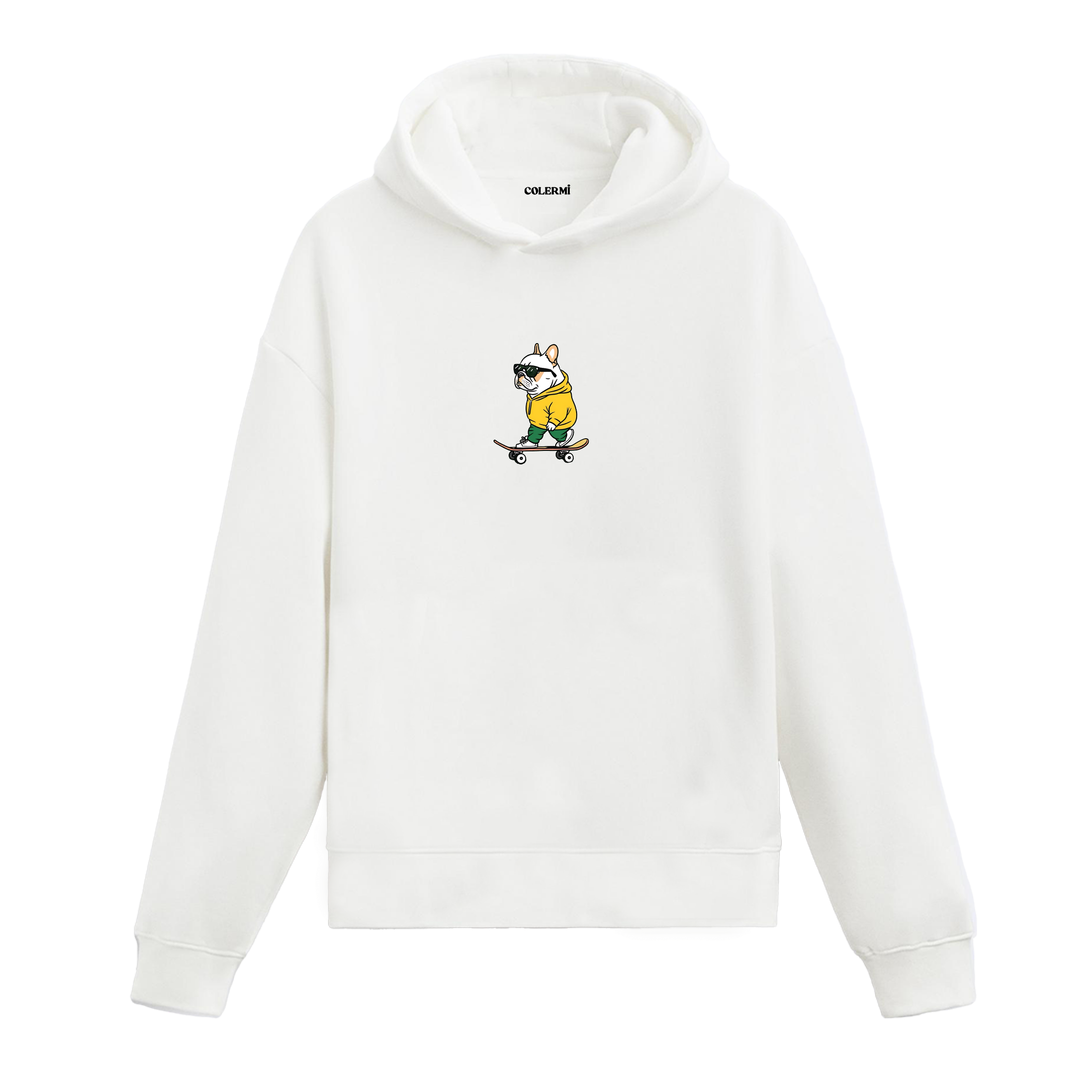 Kaykay Yapan Köpek Tasarımlı Hoodie | Colermi