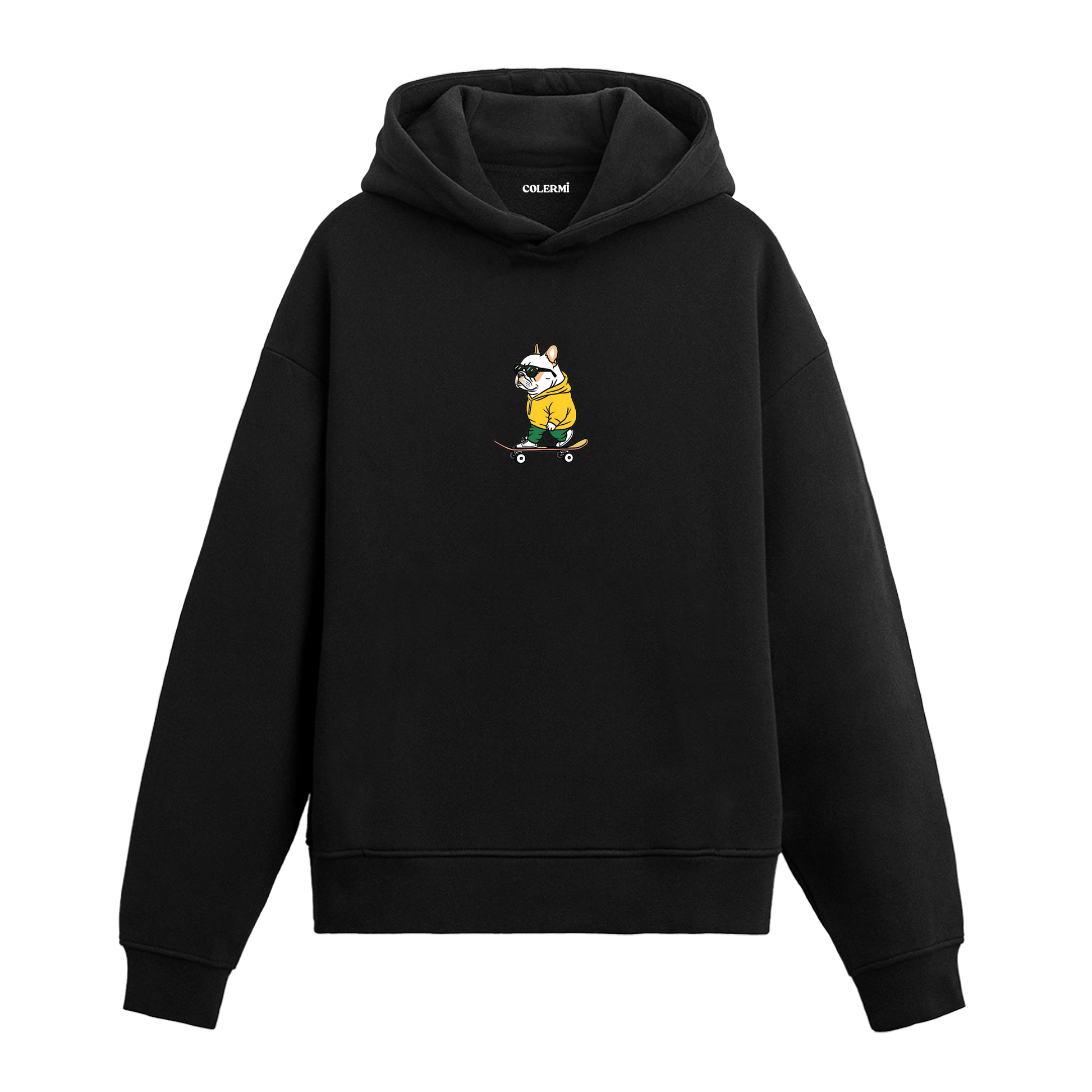Kaykay Yapan Köpek Tasarımlı Hoodie görsel 2 | Colermi