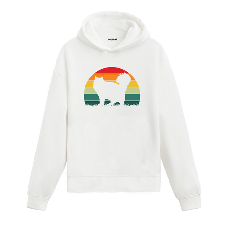 Retro günbatımı dairesi içinde kedi baskılı Colermi hoodie