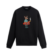 Kış Temalı Snowboardcu Geyik Tasarımlı Sweatshirt