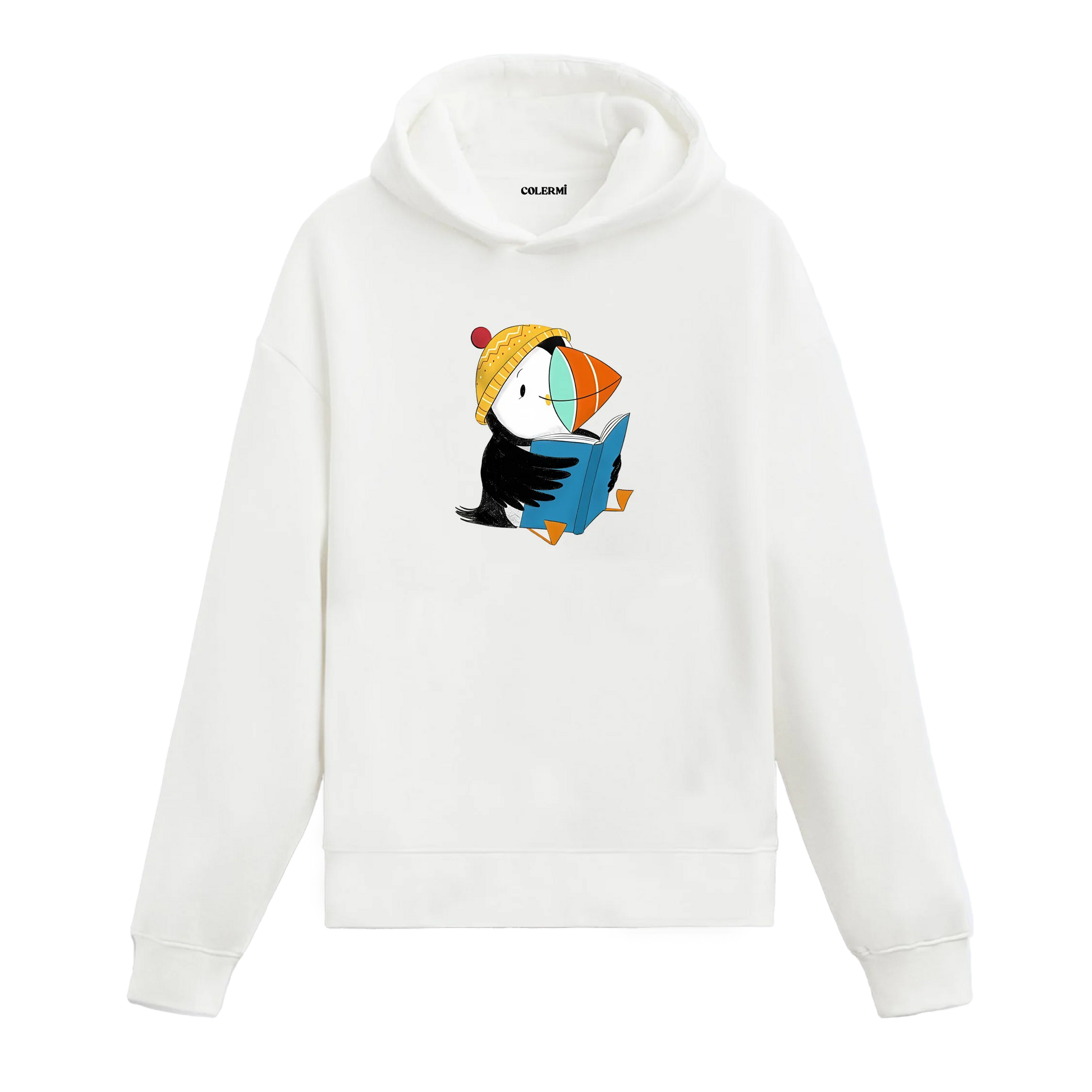 Kitap Okuyan Deniz Papağanı Tasarımlı Hoodie görsel 2 | Colermi