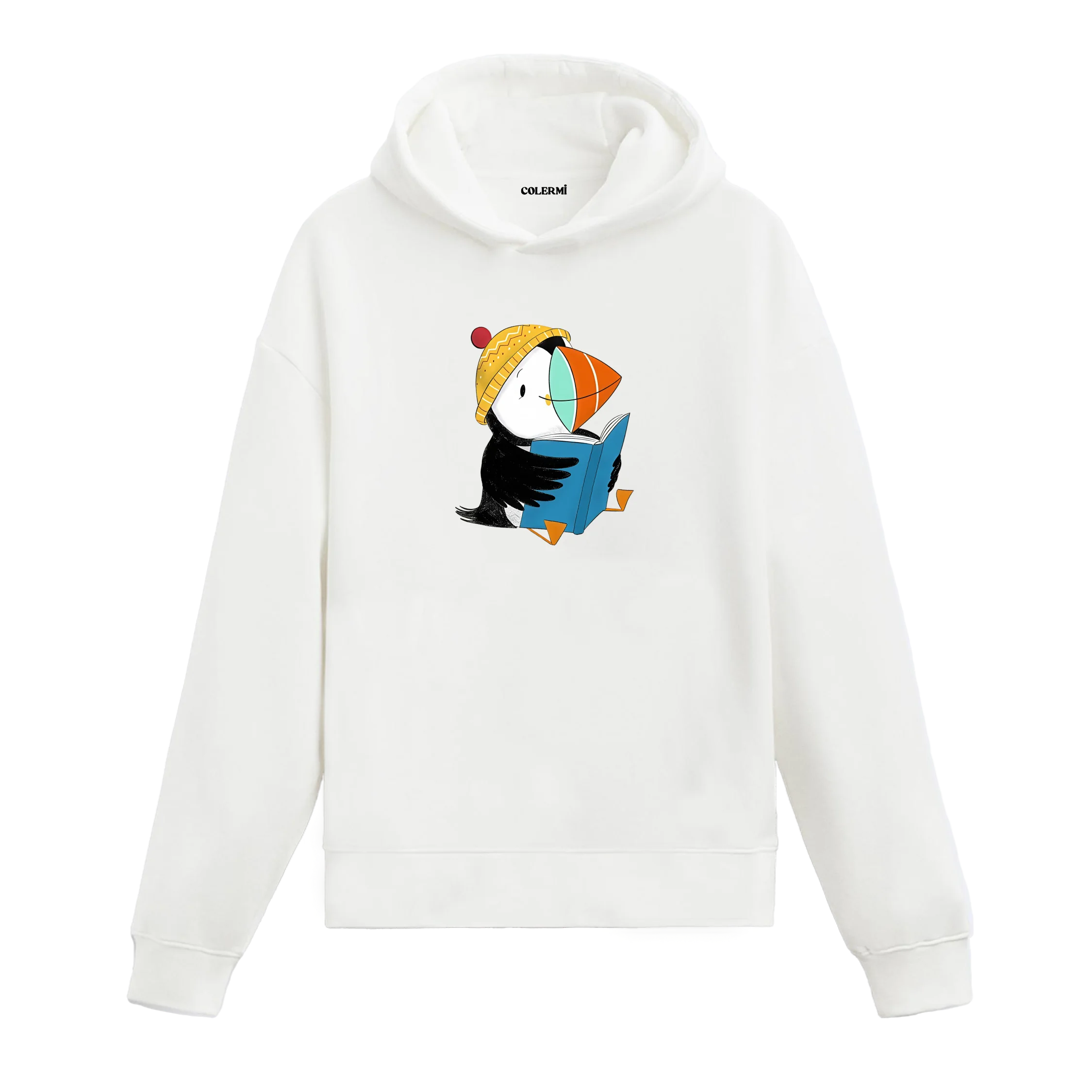 Kitap Okuyan Deniz Papağanı Tasarımlı Hoodie görsel 2 | Colermi